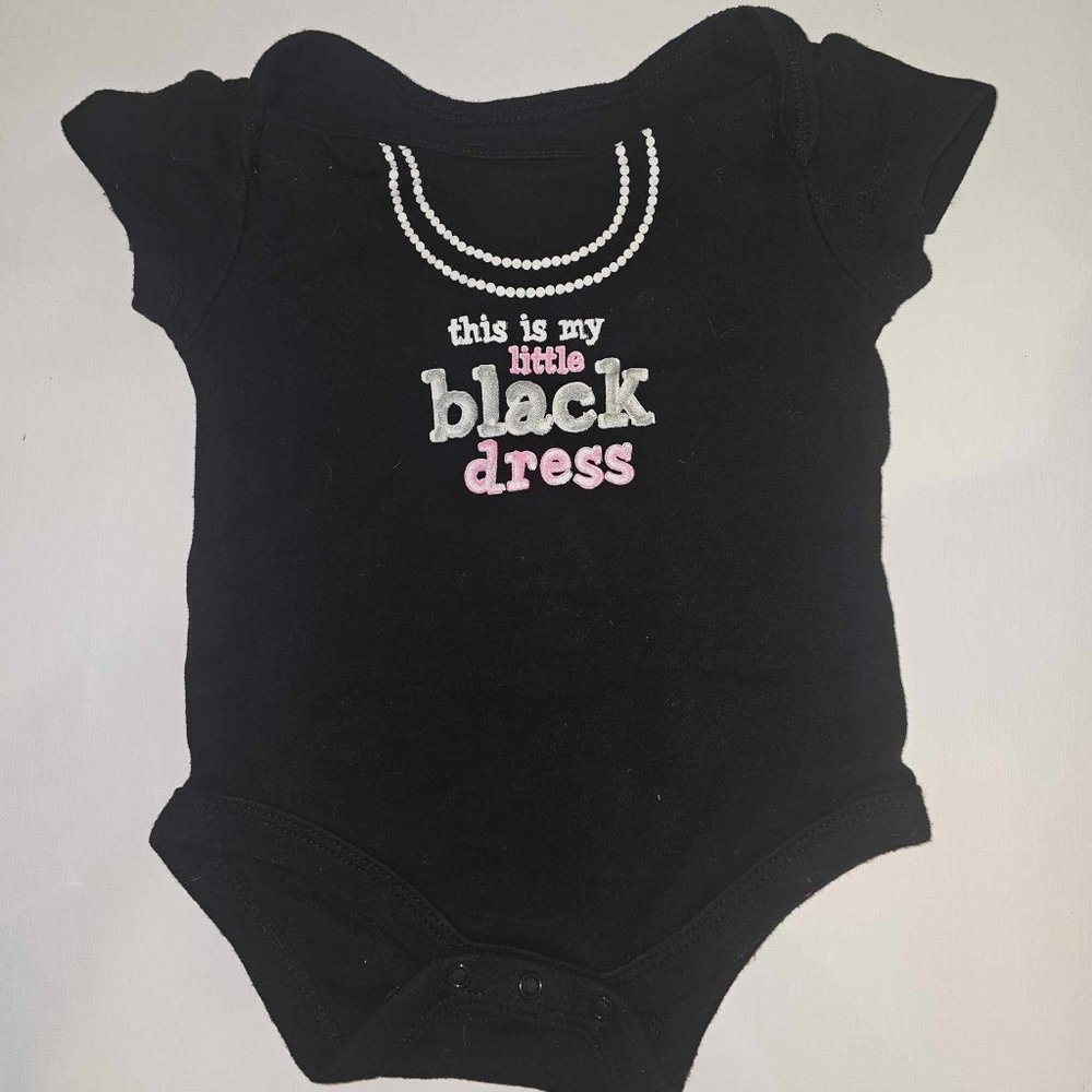 5/20 Faded Glory Newborn Organic Cotton Black Little Dress onesie bodysuit